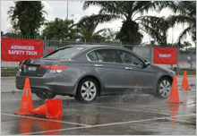 ABS at test- Honda's safety feature promises stability under wet situation.