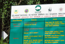 One of the signboard placed at the entrance of Danum Valley to stop illegal poachers and hunters